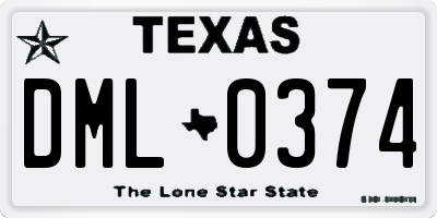 TX license plate DML0374