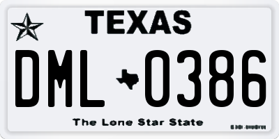 TX license plate DML0386