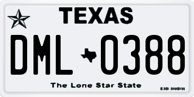 TX license plate DML0388