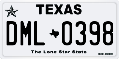 TX license plate DML0398