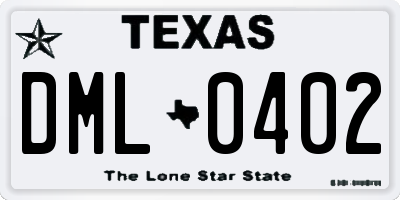 TX license plate DML0402