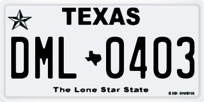 TX license plate DML0403