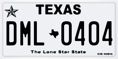 TX license plate DML0404