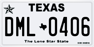 TX license plate DML0406