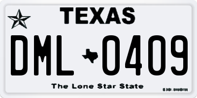 TX license plate DML0409