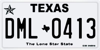 TX license plate DML0413