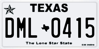 TX license plate DML0415