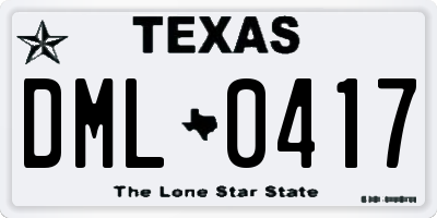 TX license plate DML0417