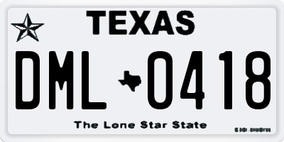 TX license plate DML0418