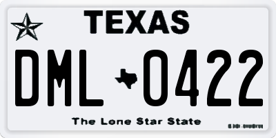 TX license plate DML0422