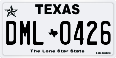 TX license plate DML0426