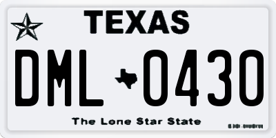 TX license plate DML0430