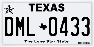 TX license plate DML0433
