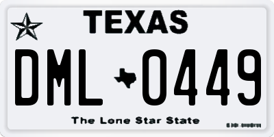 TX license plate DML0449
