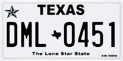 TX license plate DML0451