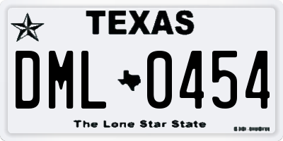 TX license plate DML0454