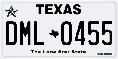 TX license plate DML0455