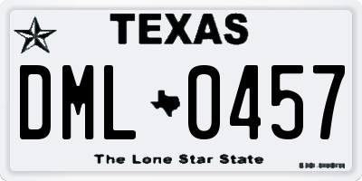 TX license plate DML0457