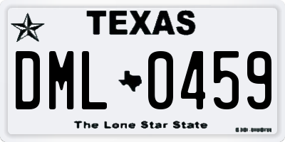 TX license plate DML0459