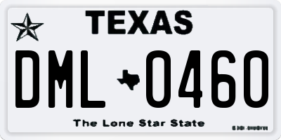 TX license plate DML0460