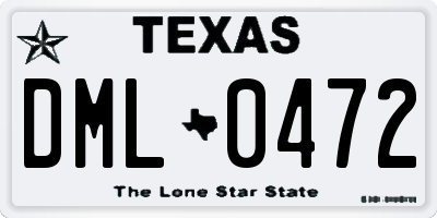 TX license plate DML0472