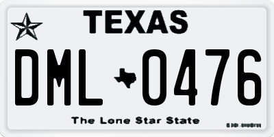 TX license plate DML0476