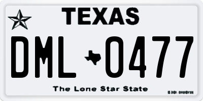 TX license plate DML0477