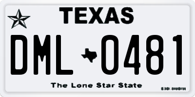 TX license plate DML0481