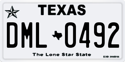 TX license plate DML0492