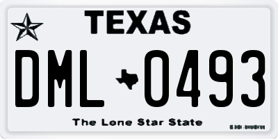 TX license plate DML0493