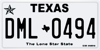 TX license plate DML0494