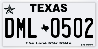 TX license plate DML0502