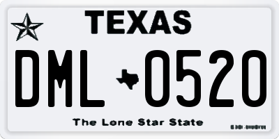 TX license plate DML0520
