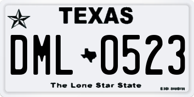 TX license plate DML0523