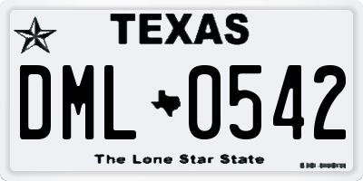 TX license plate DML0542