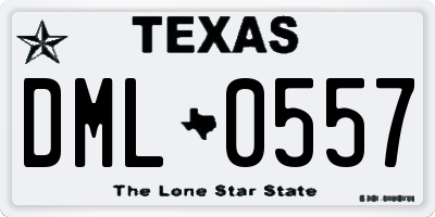 TX license plate DML0557