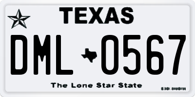 TX license plate DML0567