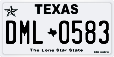 TX license plate DML0583