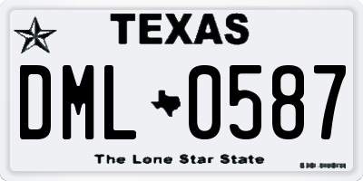 TX license plate DML0587
