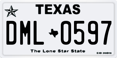 TX license plate DML0597
