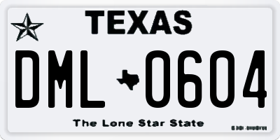 TX license plate DML0604
