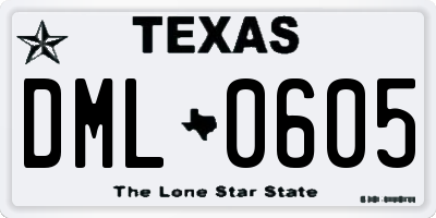 TX license plate DML0605