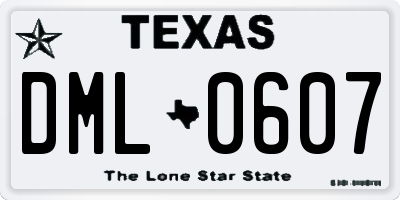 TX license plate DML0607