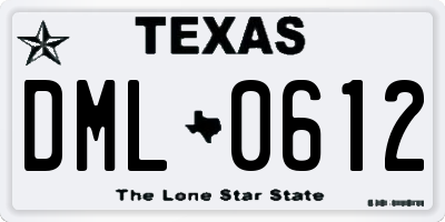 TX license plate DML0612