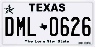 TX license plate DML0626