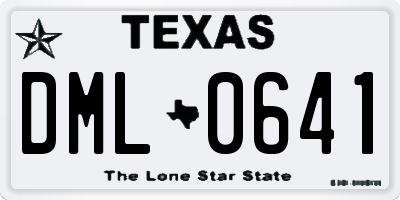 TX license plate DML0641