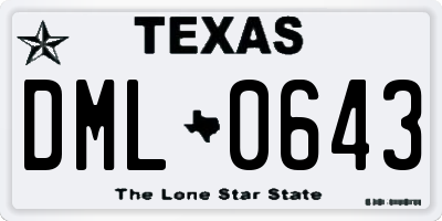 TX license plate DML0643