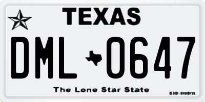 TX license plate DML0647