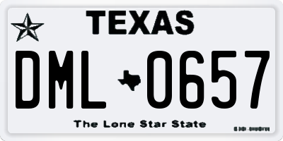 TX license plate DML0657