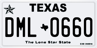 TX license plate DML0660